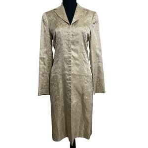 VTG Parallel Gold Paisley Formal Midi Jacket US 6 Pink Satin lined Designer